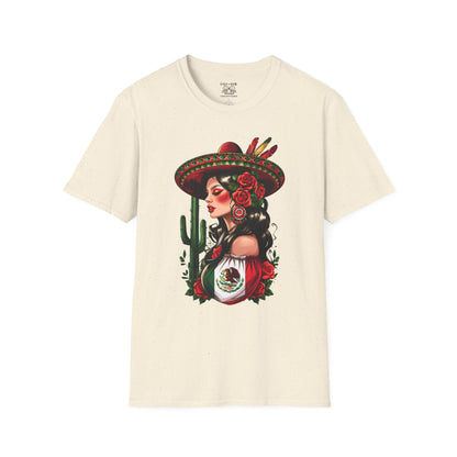 Mexican Woman Design Unisex T-Shirt, Celebrate Mexican Culture, Great for Festivals, Cinco de Mayo, Gift for Her