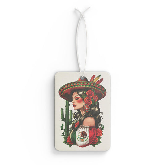 Vibrant Car Air Freshener Featuring Latina Beauty, Scented Car Decor, Mexican Fiesta Accessory, Cute Gift for Her, Aromatic Auto Décor