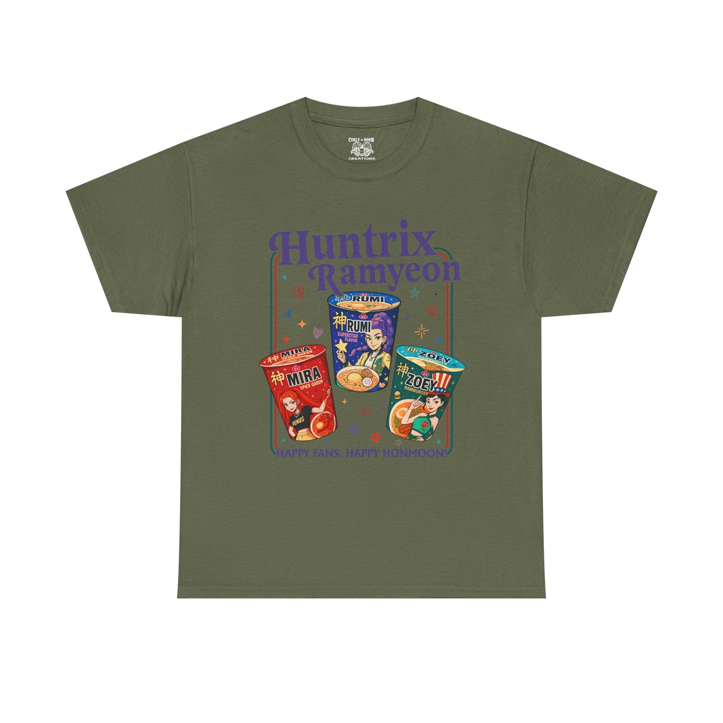 Huntrix Demon Hunter Unisex Heavy Cotton Tee, Fun Casual Wear, Perfect for Food Lovers, Gift for Friends, Anime Lovers Tee