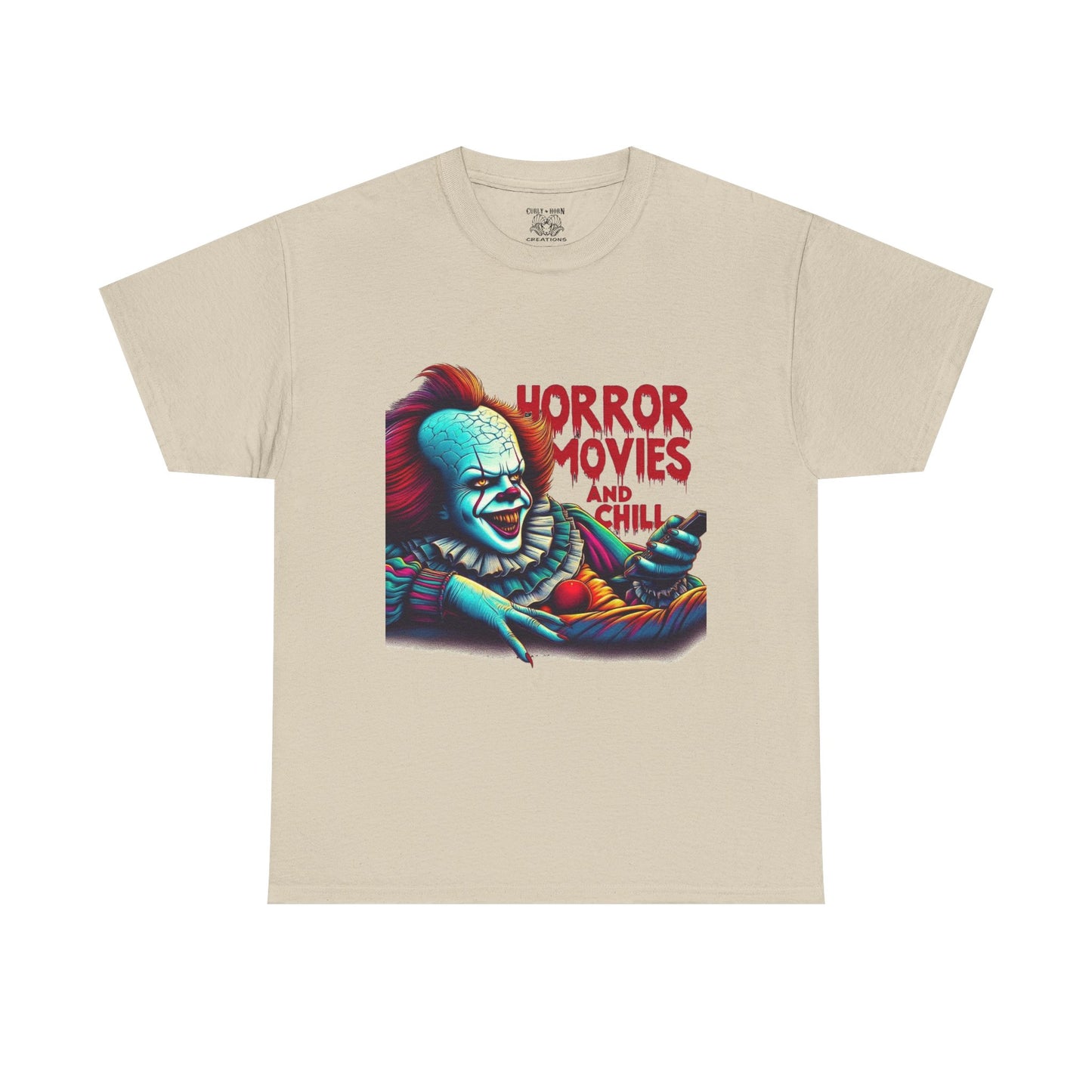 Pennywise Horror Movies Heavy Cotton Tee, Funny Scary Shirt, Movie Night Outfit, Unisex Graphic Tee, Halloween Gift
