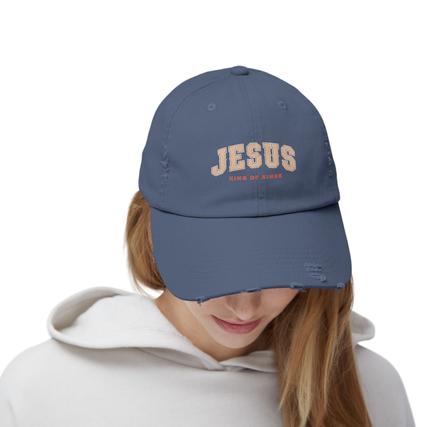 Unisex Distressed Cap - Jesus King of Kings Hat, Vintage Christian Hat, Casual Faith Cap, Inspirational Gift, Everyday Wear