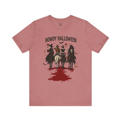 Howdy Halloween Unisex Tee, Spooky Graphic T-Shirt, Fall Festival Shirt, Halloween Costume Top, Casual Fall Wear