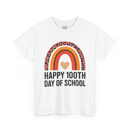 Colorful Rainbow 100th Day of School T-Shirt, School Spirit Tee, Teacher Gift, Milestone Celebration Shirt, Kids Unisex Cotton Tee