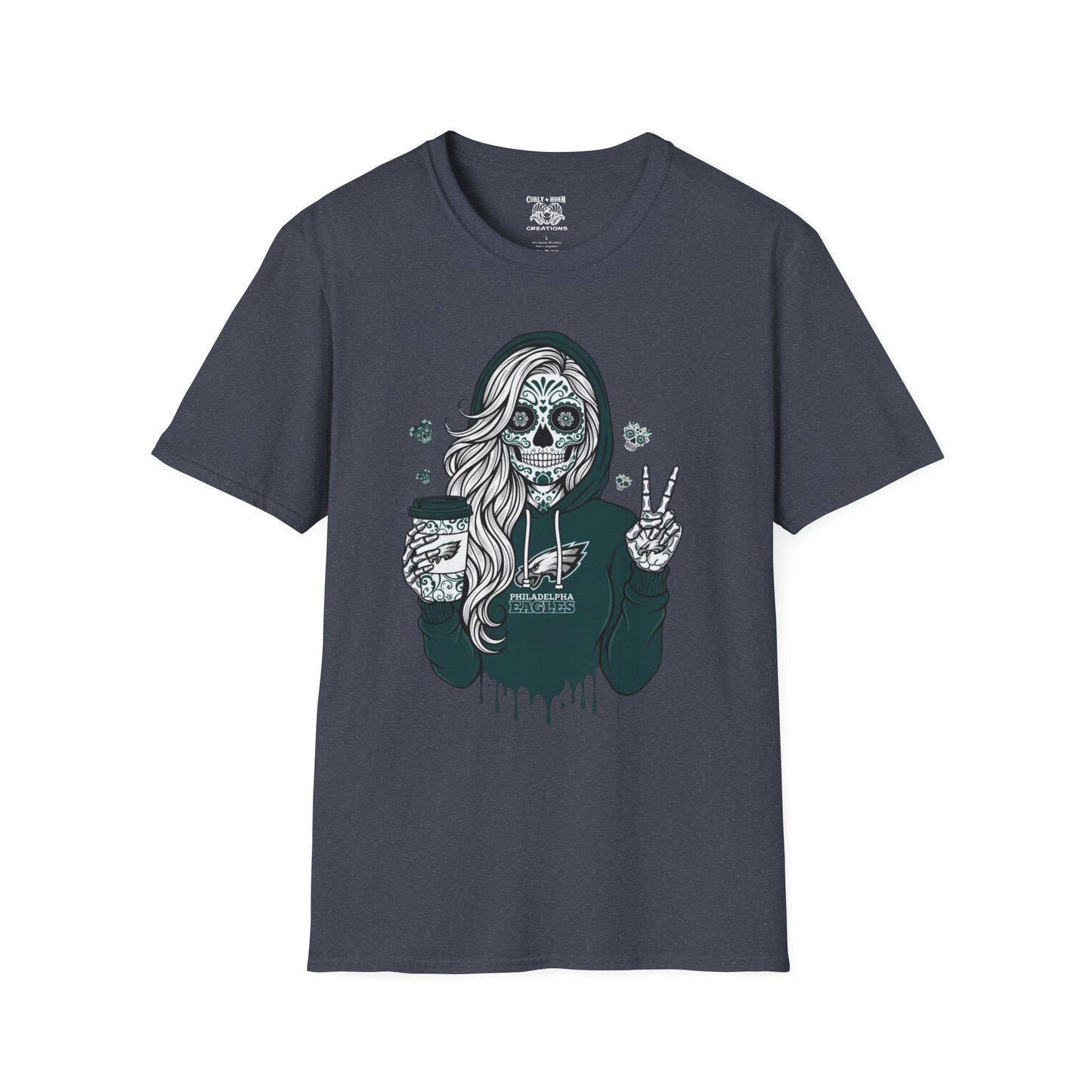 Sugar Skull Eagles Peace T-Shirt, Día de los Muertos