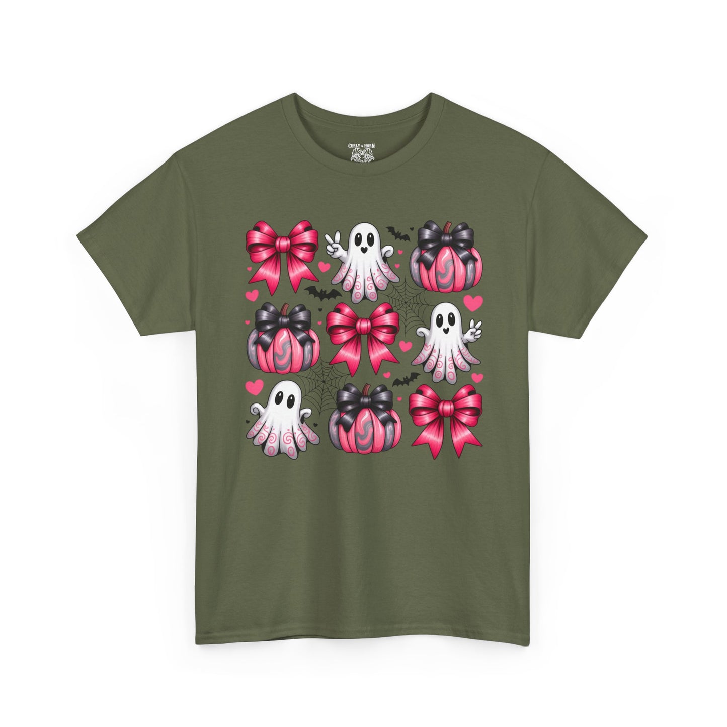 Cute Ghosts & Bows Tee, Halloween Shirt, Unisex Fun Fashion, Gift for Kids and Teens, Spooky Vibes, Holiday Apparel