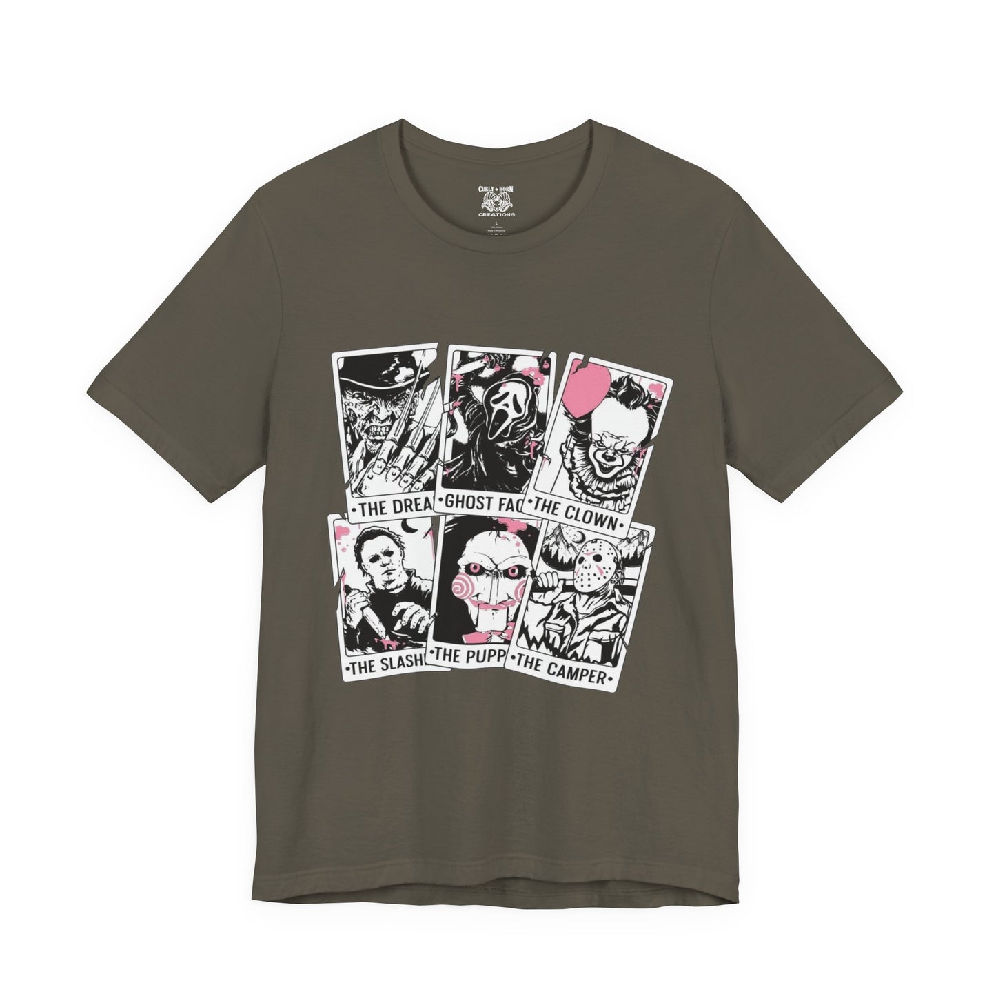Horror Vibes Graphic Tee, Unisex Short Sleeve Shirt, Perfect for Halloween, Movie Night, Gift for Horror Fans, Casual Wear