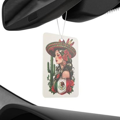Vibrant Car Air Freshener Featuring Latina Beauty, Scented Car Decor, Mexican Fiesta Accessory, Cute Gift for Her, Aromatic Auto Décor