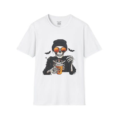 Chill Skeleton Tee - Unisex Softstyle T-Shirt, Halloween Costume, Casual Wear, Trendy Graphic Tee, Unique Gift Idea