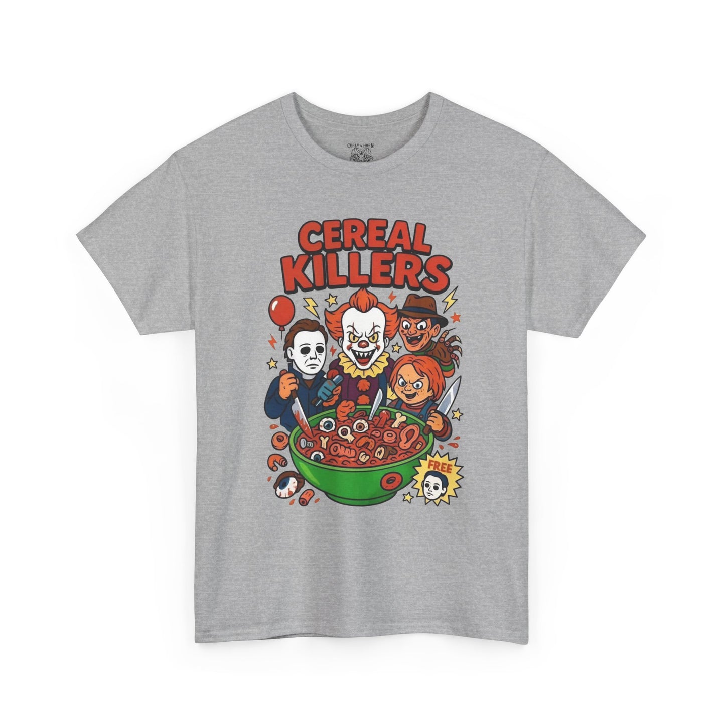 Cereal Killers Tee - Fun Halloween T-Shirt, Horror Movie Merch, Unisex Graphic Shirt, Spooky Costume Top, Unique Gift Idea