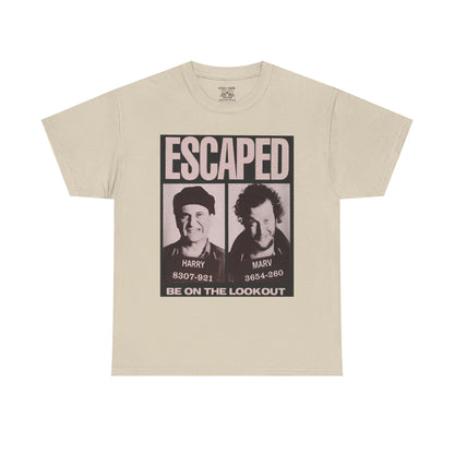 Escaped Mugshot Home Alone Unisex Heavy Cotton Tee | Fun Gift for Fans, Casual Wear, Novelty Tee, Humor Shirt, Movie Lovers