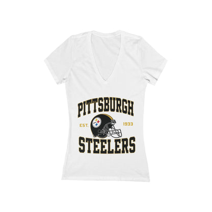 Pittsburgh Steelers Women's Deep V-Neck Tee, Football Fan Shirt, Game Day Top, Sports Apparel, Gifts for Her