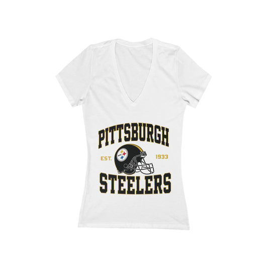 Pittsburgh Steelers Women's Deep V-Neck Tee, Football Fan Shirt, Game Day Top, Sports Apparel, Gifts for Her