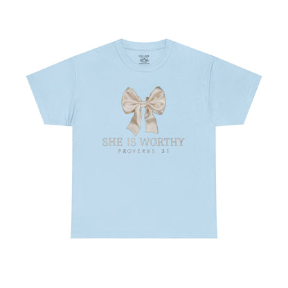 She is Worthy Unisex Cotton Tee - Inspirational Shirt, Faith-Based Apparel, Christian Gift, Casual Wear, Motivational T-Shirt