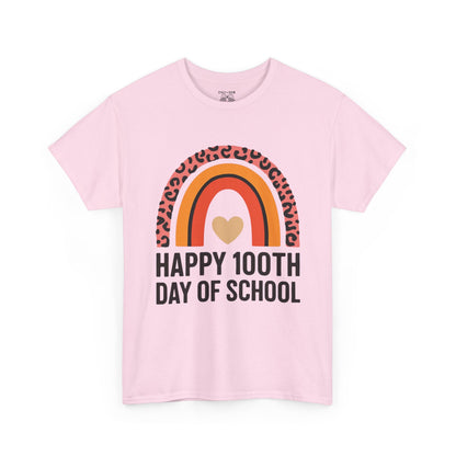 Colorful Rainbow 100th Day of School T-Shirt, School Spirit Tee, Teacher Gift, Milestone Celebration Shirt, Kids Unisex Cotton Tee