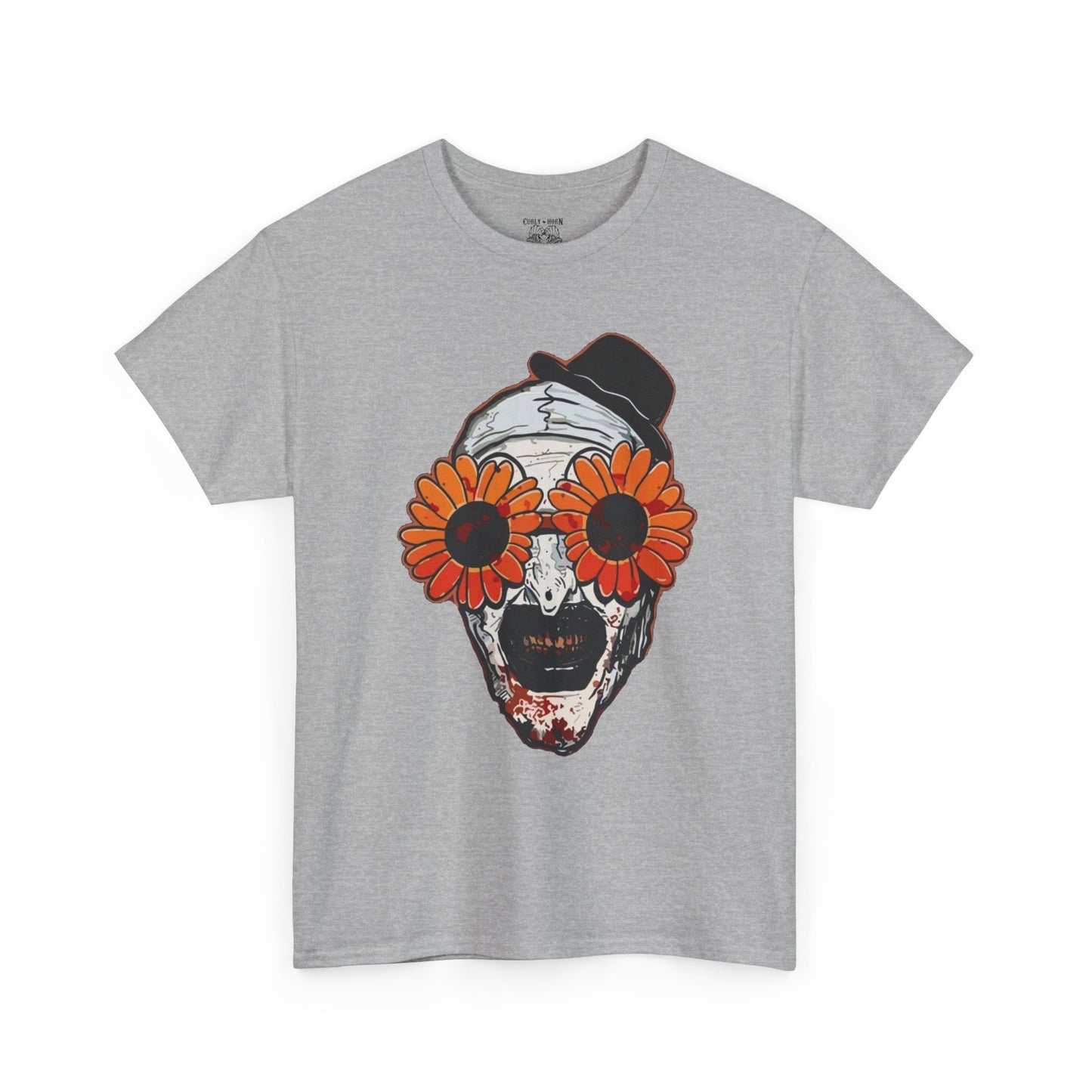 Terrifier Skull Tee with Floral Glasses, Unisex Cotton Shirt, Trendy Graphic T-Shirt, Quirky Casual Wear, Unique Gift for Him or Her