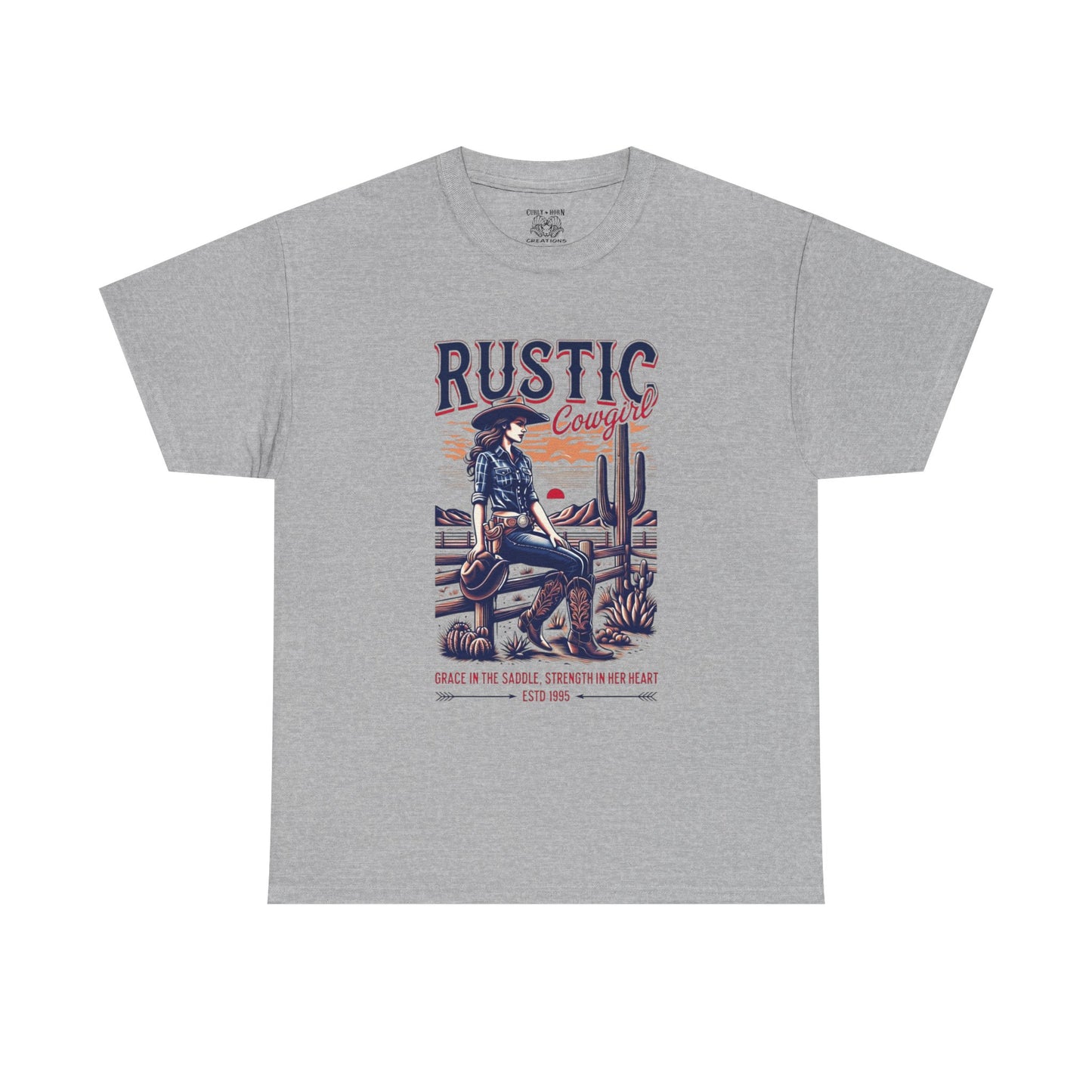 Rustic Cowgirl Unisex Heavy Cotton Tee, Western Style Shirt, Country Vintage Tee, Men's Graphic T-Shirt, Gift for Cowboy Lovers