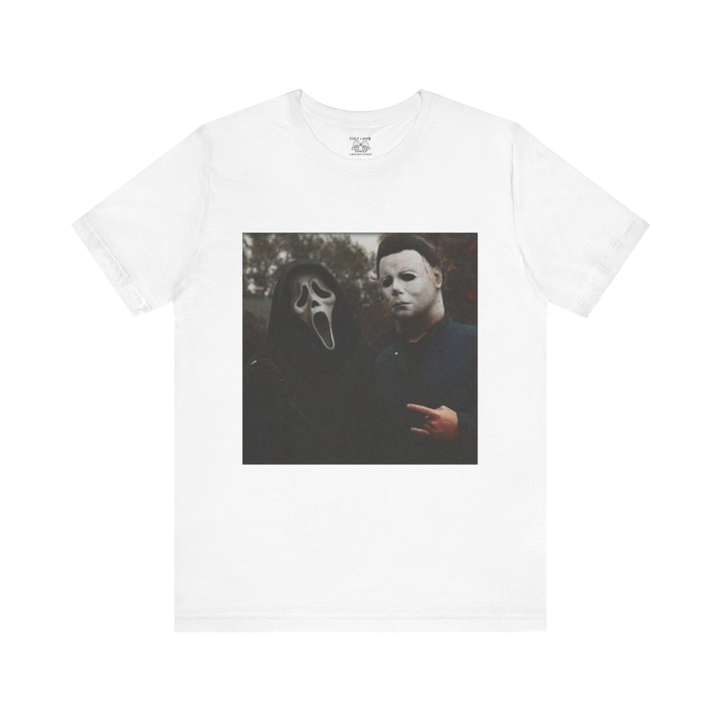 Horror Movie Graphic Tee, Unisex Jersey Short Sleeve Tee, Halloween Costume Shirt, Scary Movie Fan Apparel, Spooky Themed Tee