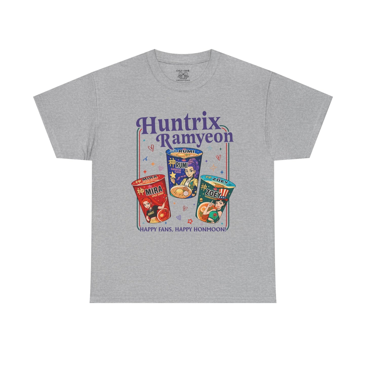 Huntrix Demon Hunter Unisex Heavy Cotton Tee, Fun Casual Wear, Perfect for Food Lovers, Gift for Friends, Anime Lovers Tee