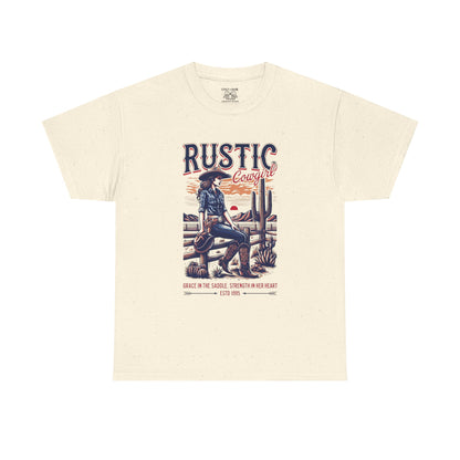 Rustic Cowgirl Unisex Heavy Cotton Tee, Western Style Shirt, Country Vintage Tee, Men's Graphic T-Shirt, Gift for Cowboy Lovers