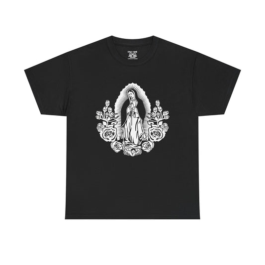 Religious Virgen De Guadalupe Tee, Unisex Heavy Cotton Tee, Vintage Spiritual Shirt, Casual Faith Apparel, Everyday Wear
