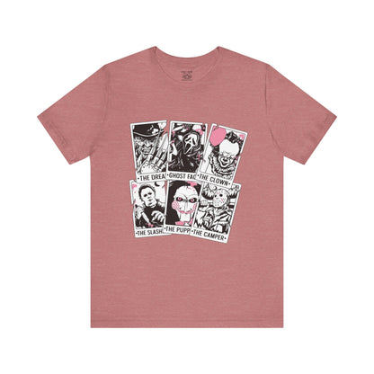 Horror Vibes Graphic Tee, Unisex Short Sleeve Shirt, Perfect for Halloween, Movie Night, Gift for Horror Fans, Casual Wear