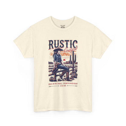 Rustic Cowgirl Unisex Heavy Cotton Tee, Western Style Shirt, Country Vintage Tee, Men's Graphic T-Shirt, Gift for Cowboy Lovers