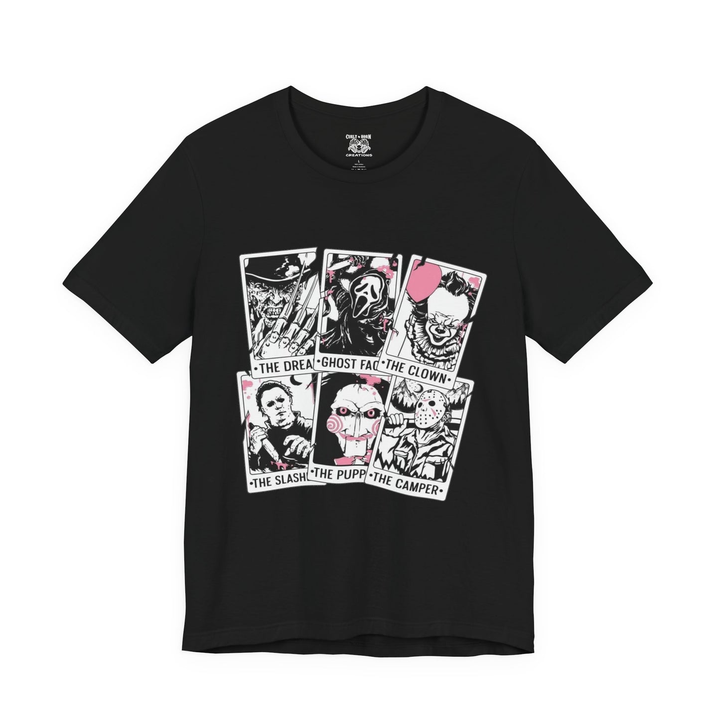 Horror Vibes Graphic Tee, Unisex Short Sleeve Shirt, Perfect for Halloween, Movie Night, Gift for Horror Fans, Casual Wear