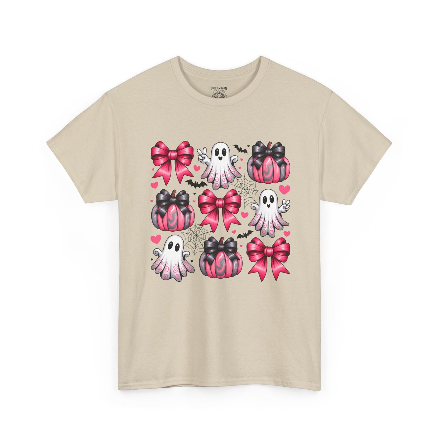 Cute Ghosts & Bows Tee, Halloween Shirt, Unisex Fun Fashion, Gift for Kids and Teens, Spooky Vibes, Holiday Apparel