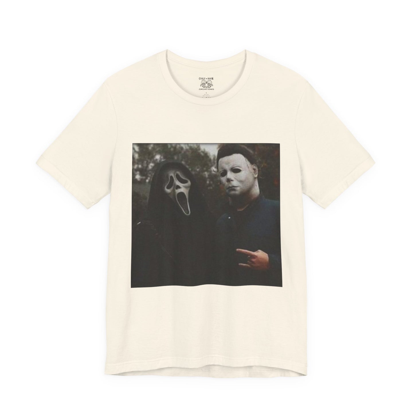 Horror Movie Graphic Tee, Unisex Jersey Short Sleeve Tee, Halloween Costume Shirt, Scary Movie Fan Apparel, Spooky Themed Tee