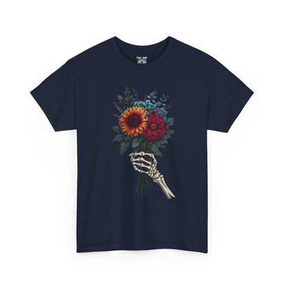 Gothic Floral Tee, Skeleton Hand Tee, Unisex Graphic Shirt, Halloween Apparel, Alternative Fashion T-Shirt