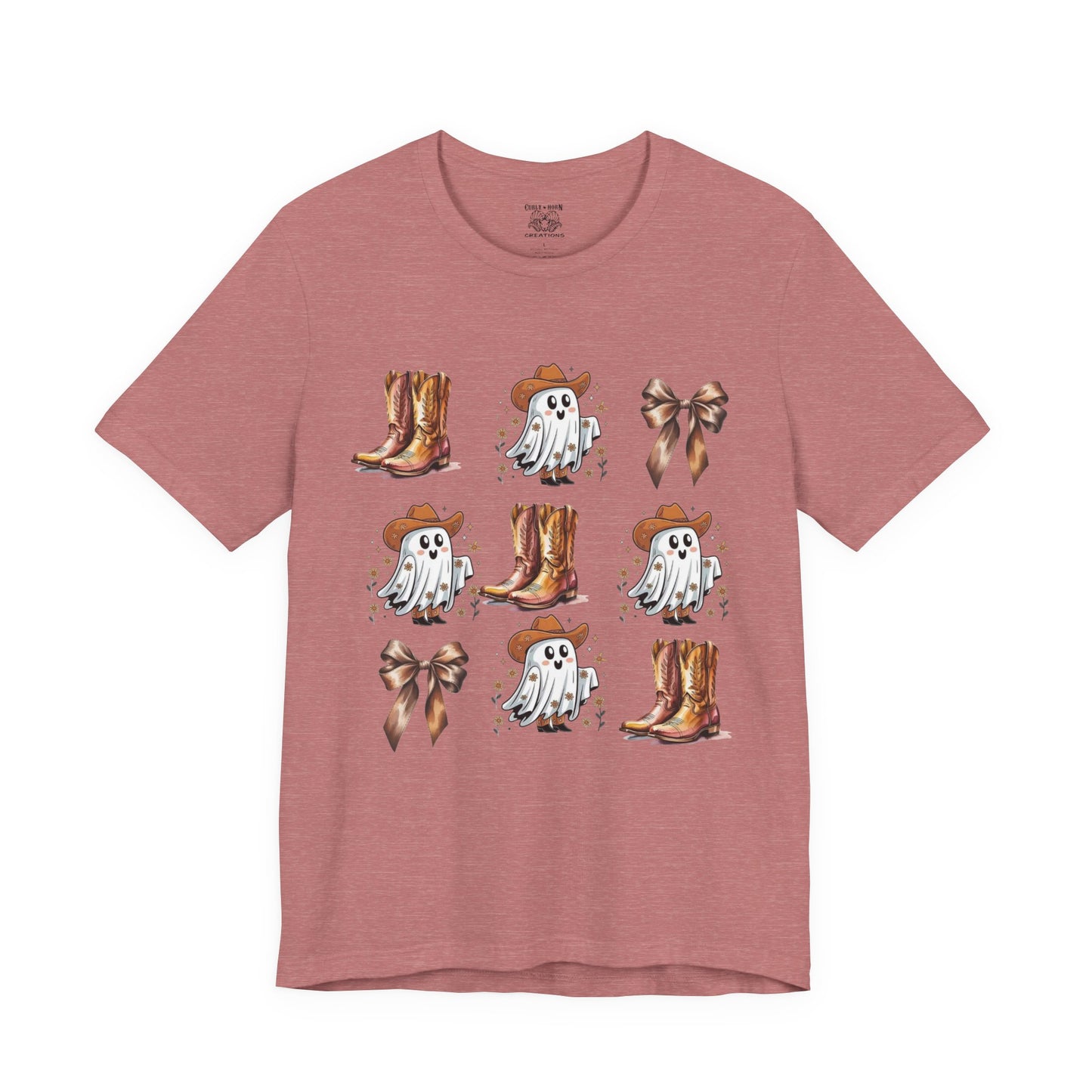 Ghostly Cowboy Tee, Fun Unisex Tee, Halloween Shirt, Country Style Tee, Ghosts and Boots Design, Casual Wear