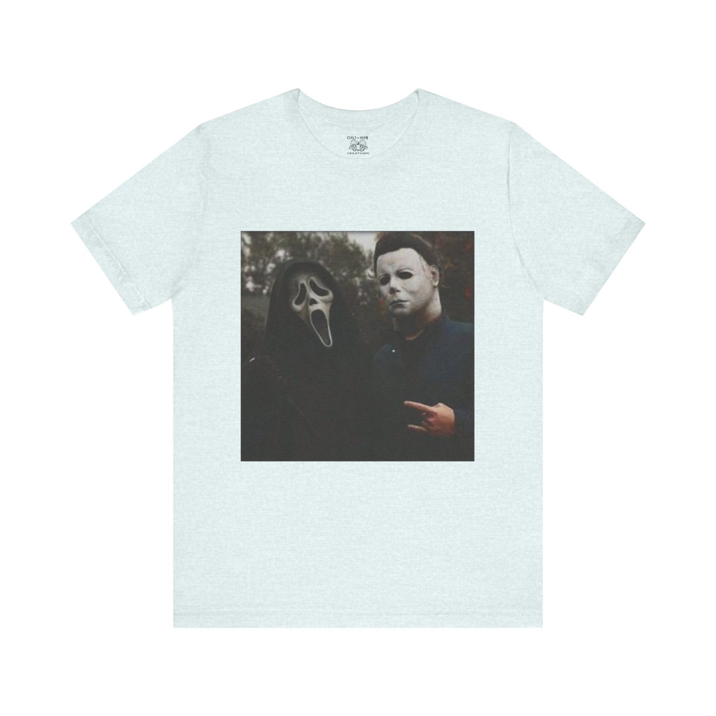 Horror Movie Graphic Tee, Unisex Jersey Short Sleeve Tee, Halloween Costume Shirt, Scary Movie Fan Apparel, Spooky Themed Tee