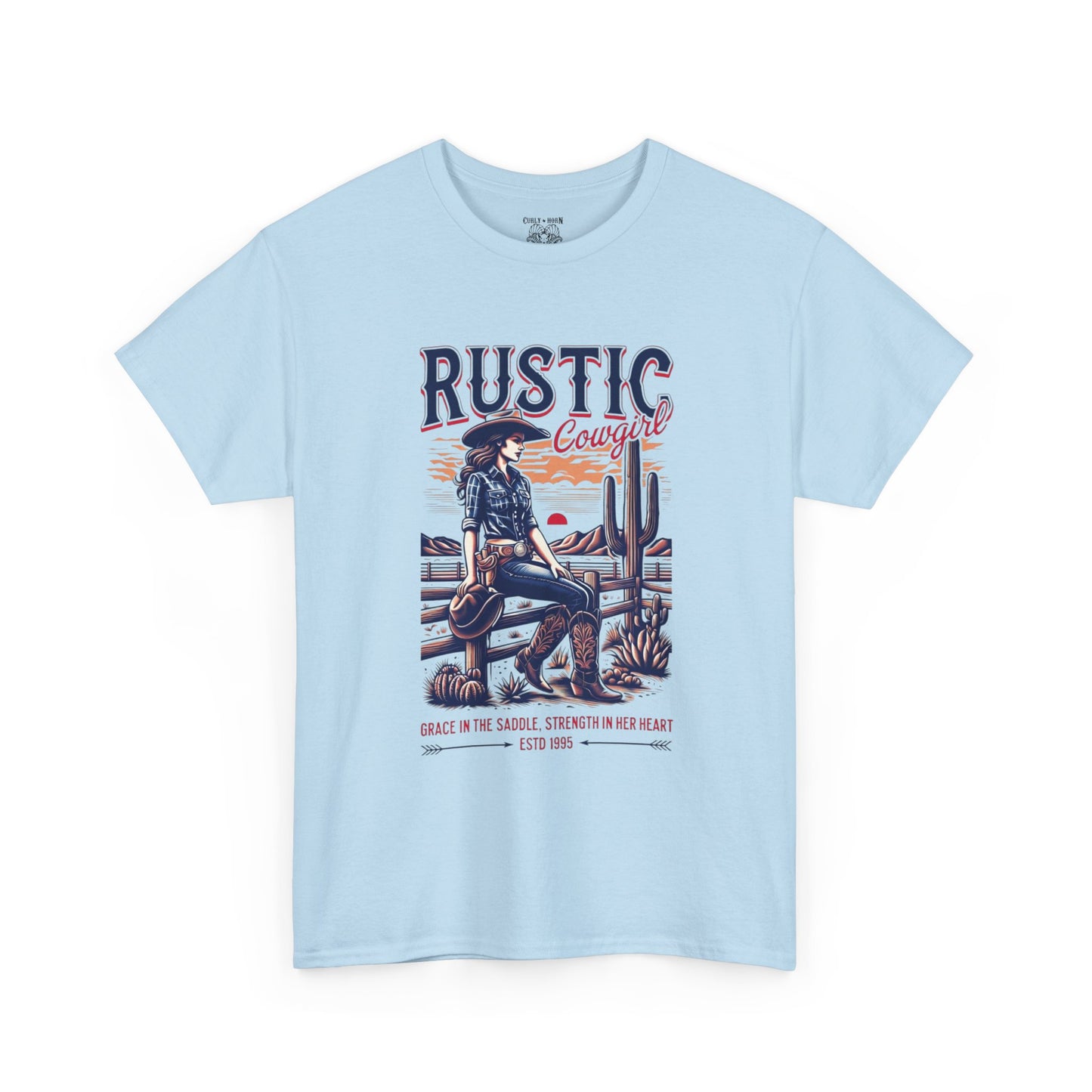 Rustic Cowgirl Unisex Heavy Cotton Tee, Western Style Shirt, Country Vintage Tee, Men's Graphic T-Shirt, Gift for Cowboy Lovers