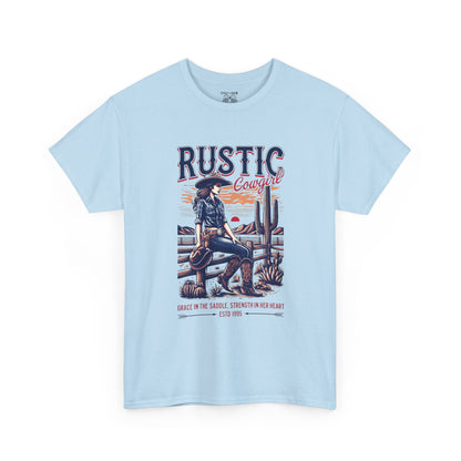 Rustic Cowgirl Unisex Heavy Cotton Tee, Western Style Shirt, Country Vintage Tee, Men's Graphic T-Shirt, Gift for Cowboy Lovers