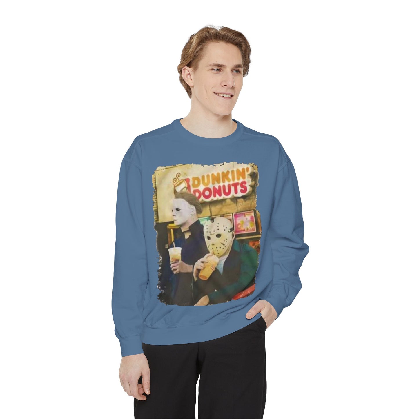 Funny Sweatshirt with Horror Movie Theme, Unisex Garment-Dyed Top, Perfect for Halloween, Gift for Movie Lovers, Cozy Casual Wear, [...]