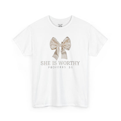 She is Worthy Unisex Cotton Tee - Inspirational Shirt, Faith-Based Apparel, Christian Gift, Casual Wear, Motivational T-Shirt