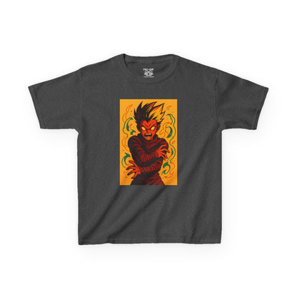 Kid's Graphic Tee with Fiery Monster Design, Perfect for Halloween, Birthday Gifts, Everyday Wear, Playdates, Anime Enthusiasts