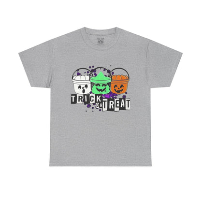 Halloween Bucket Unisex Heavy Cotton Tee, Trick or Treat Shirt, Spooky Vibes Apparel, Fall Festival T-shirt, Trick or Treat Costume Top
