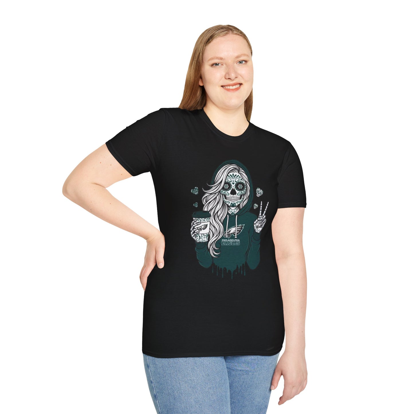 Sugar Skull Eagles Peace T-Shirt, Día de los Muertos