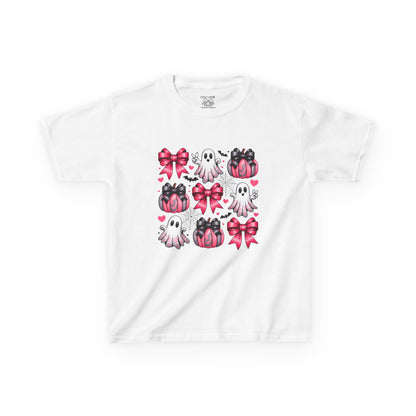 Cute Ghosts & Bows Kids Tee, Halloween Shirt, Gift for Kids, Spooky Season Apparel, Fun Ghost T-Shirt