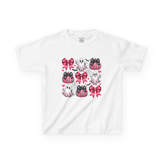 Cute Ghosts & Bows Kids Tee, Halloween Shirt, Gift for Kids, Spooky Season Apparel, Fun Ghost T-Shirt