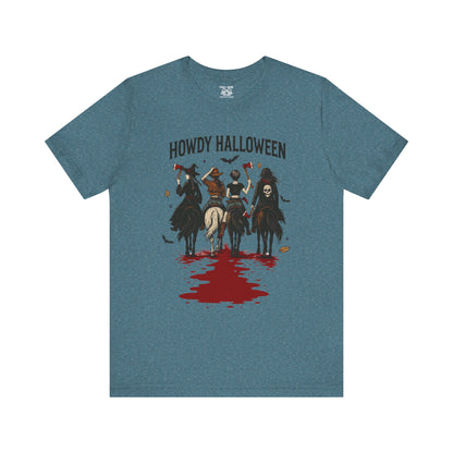 Howdy Halloween Unisex Tee, Spooky Graphic T-Shirt, Fall Festival Shirt, Halloween Costume Top, Casual Fall Wear