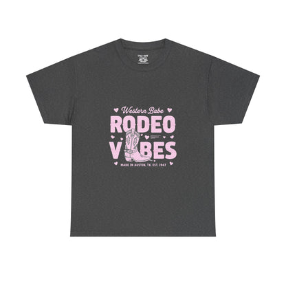 Western Babe Rodeo Vibes Unisex Heavy Cotton Tee, Graphic Tee, Rodeo Apparel, Country Music Shirt, Western Style, Casual Wear