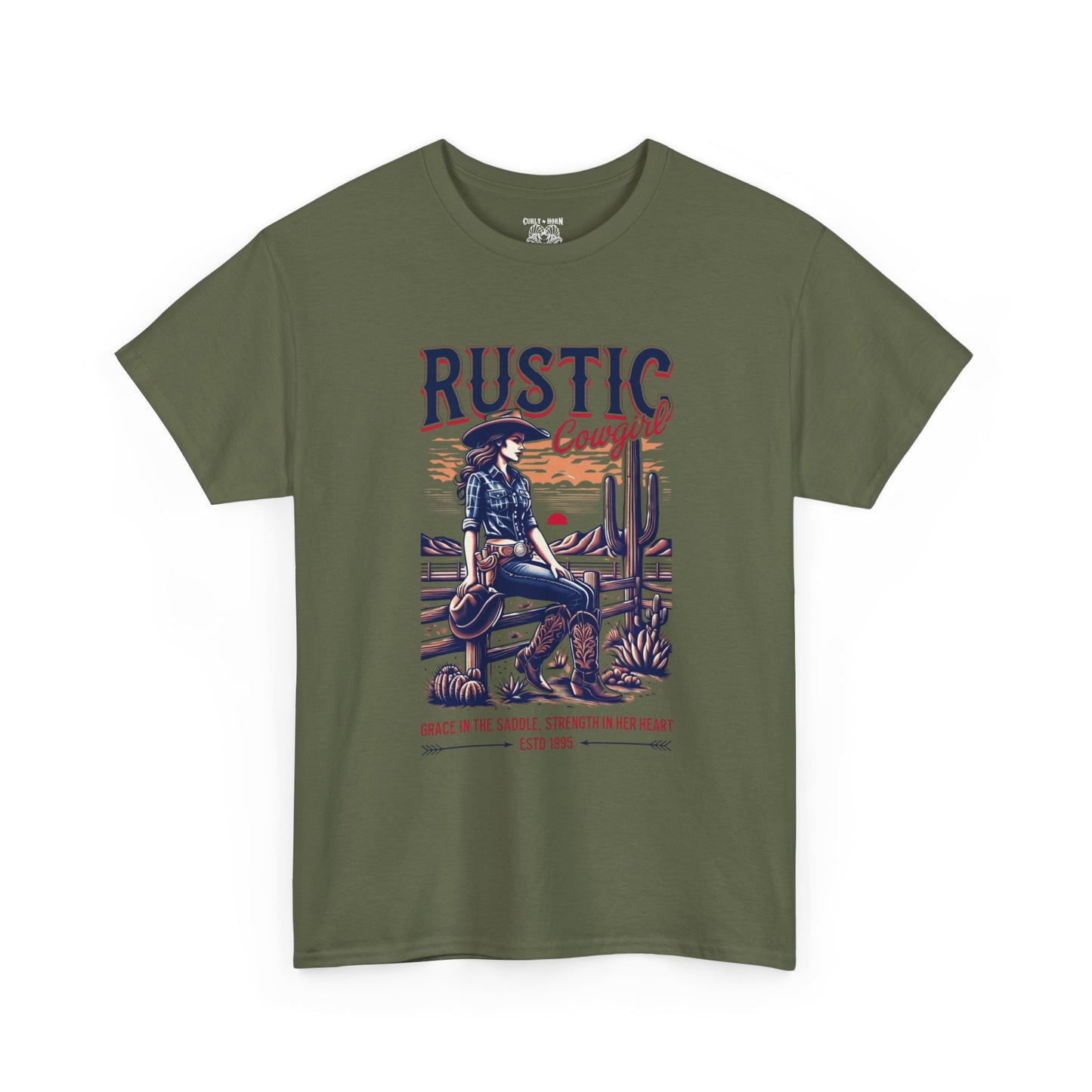 Rustic Cowgirl Unisex Heavy Cotton Tee, Western Style Shirt, Country Vintage Tee, Men's Graphic T-Shirt, Gift for Cowboy Lovers
