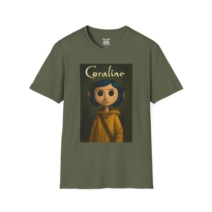 Coraline-Inspired Unisex Softstyle T-Shirt, Cute Graphic Tee, Movie Merch, Unique Gift, Retro Style, Horror Fans, Birthday Present