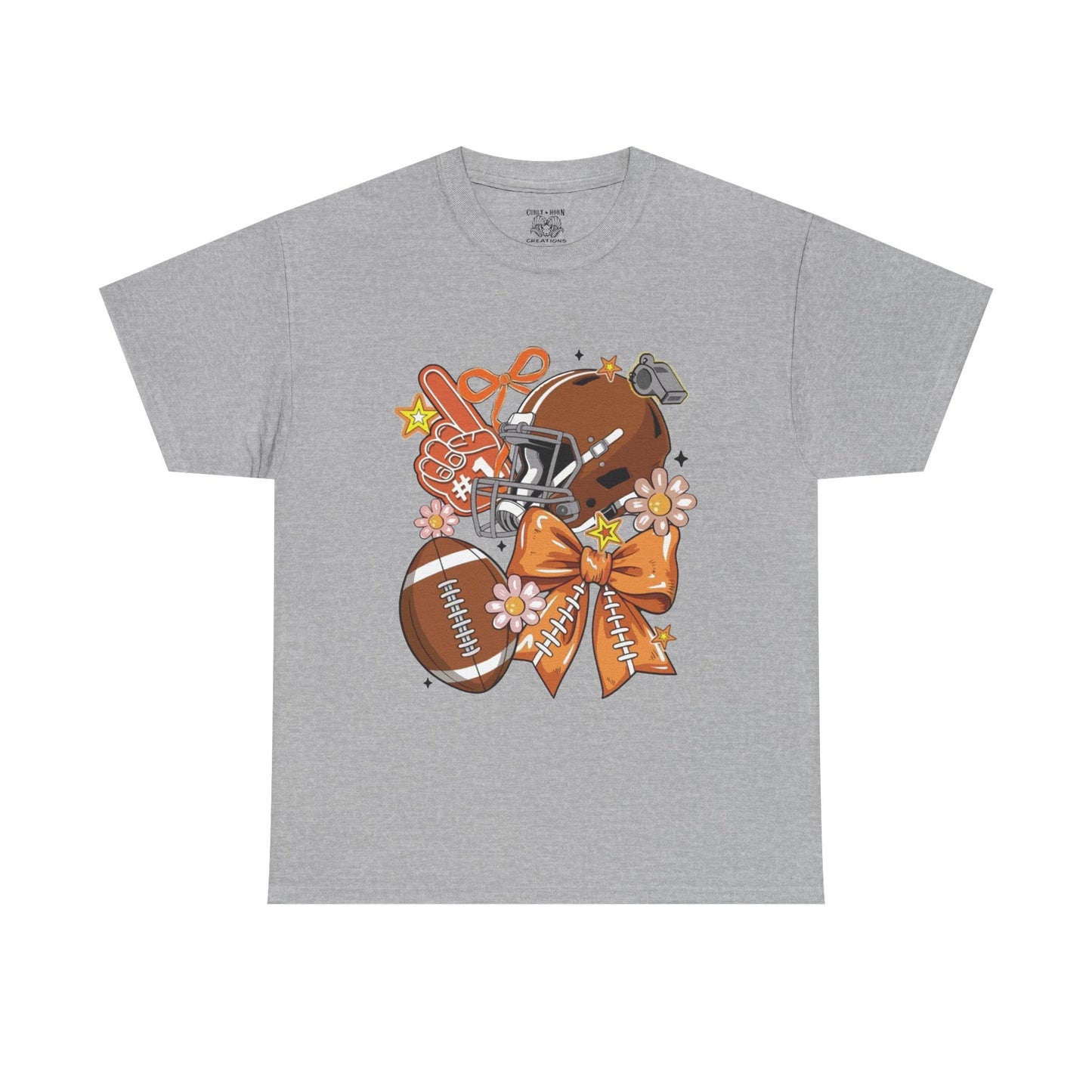 Football Floral Unisex Heavy Cotton Tee, Fall Game Day Shirt, Sports Fan Apparel, Tailgate Outfit, Gift for Her