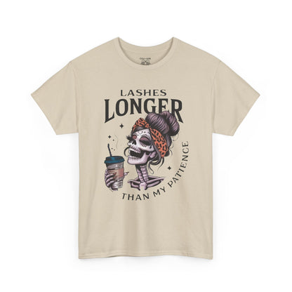 Stylish Graphic Tee - Lashes Longer Than My Patience, Funny Quote Shirt, Casual Wear, Gift for Makeup Lovers, Trendy Apparel