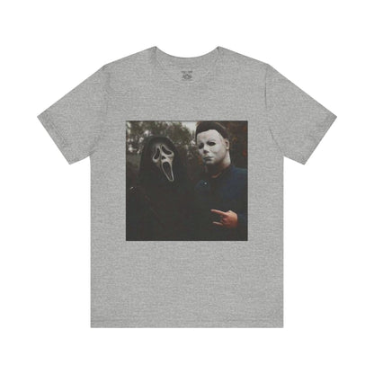 Horror Movie Graphic Tee, Unisex Jersey Short Sleeve Tee, Halloween Costume Shirt, Scary Movie Fan Apparel, Spooky Themed Tee