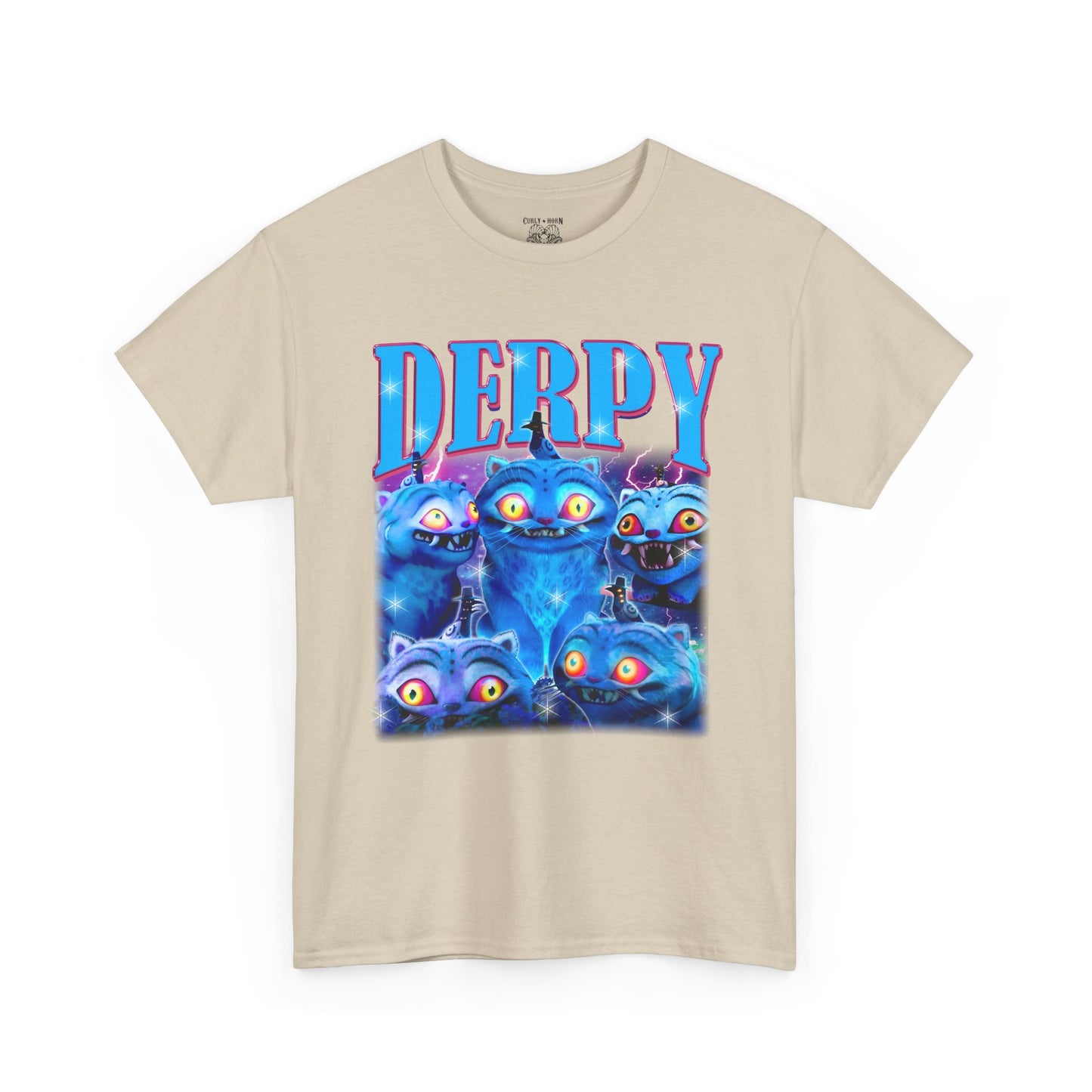 Demon Hunter Derpy Unisex Heavy Cotton Tee - Ideal for Casual Outings, Gift for Animal Lovers, Cartoon Enthusiasts, or Jokes