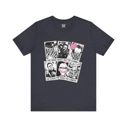 Horror Vibes Graphic Tee, Unisex Short Sleeve Shirt, Perfect for Halloween, Movie Night, Gift for Horror Fans, Casual Wear
